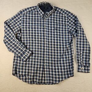 GANT Shirt Size 2XL XXL Mens Blue Check Long Sleeve Regular Fit Button Down